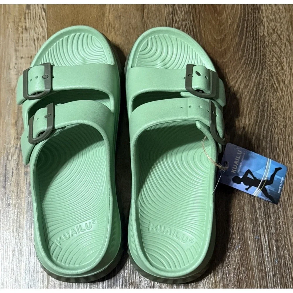 KuaiLu Womens Recovery Sandals Slides Mint Green Comfort EVA Slip On Size 9 NWT - Picture 1 of 4